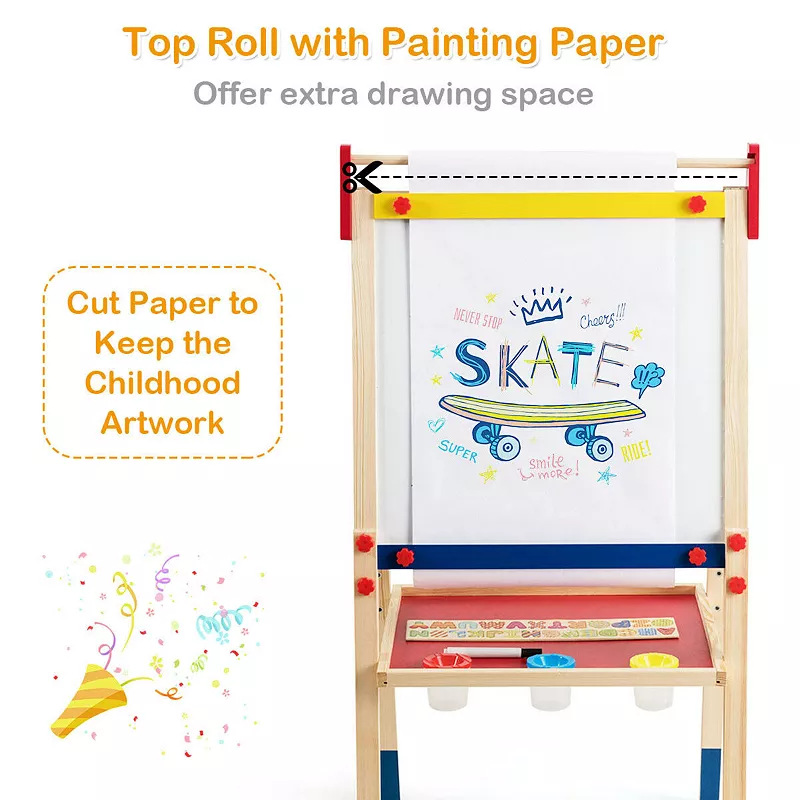 All-in-One Wooden Height Adjustable Kid's Art Easel