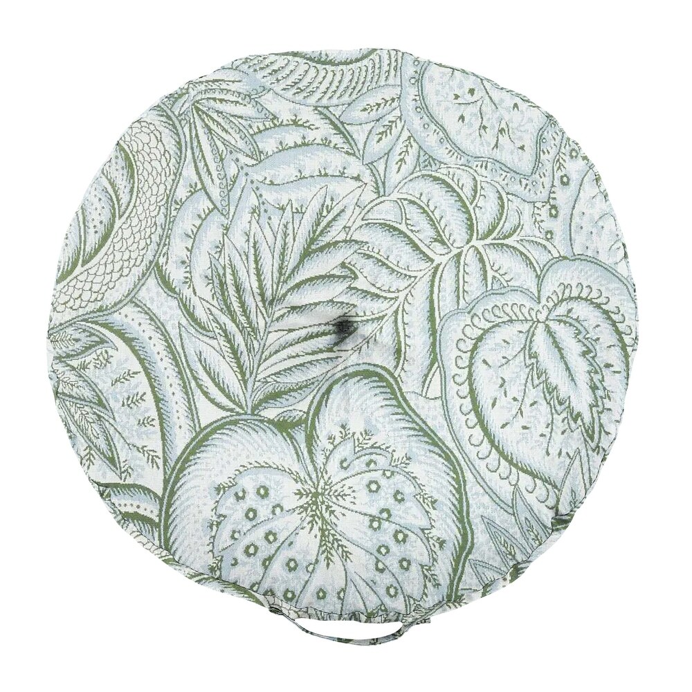 Humble + Haute Sunbrella Blue Floral Indoor/Outdoor Circle Tufted Floor Pillow with Handle (Single Pillow)