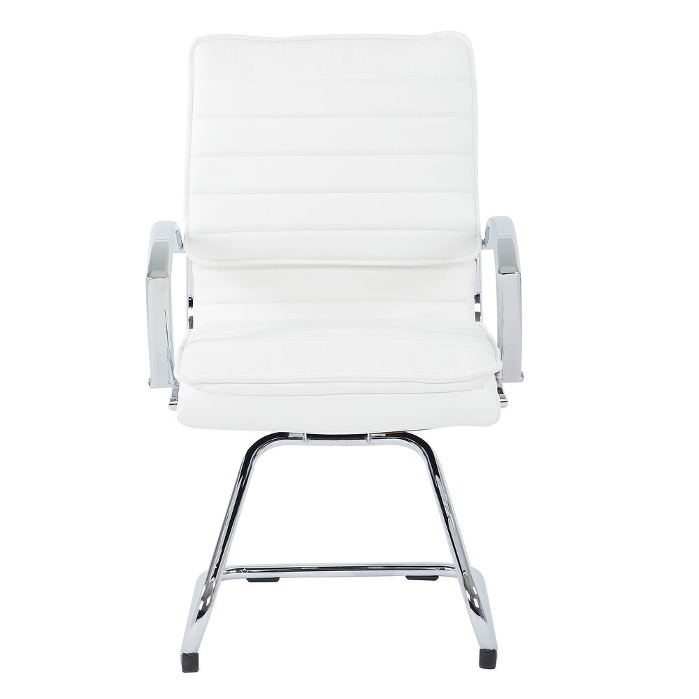 Guest Professional Faux Leather Chair with Chrome Sled Base and Removable Sleeves