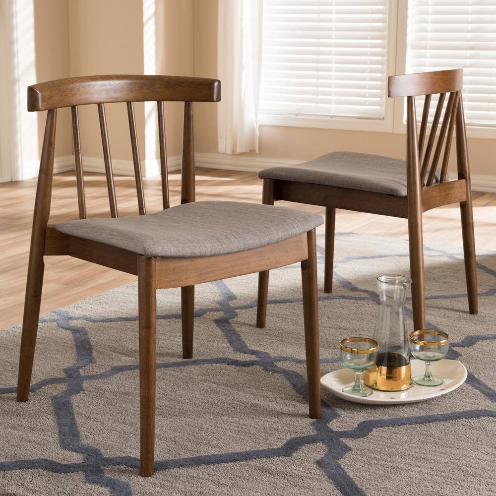 Baxton Studio Wyatt Beige and Walnut Brown Fabric Dining Chair (Set of 2) 2PC-8021-HD