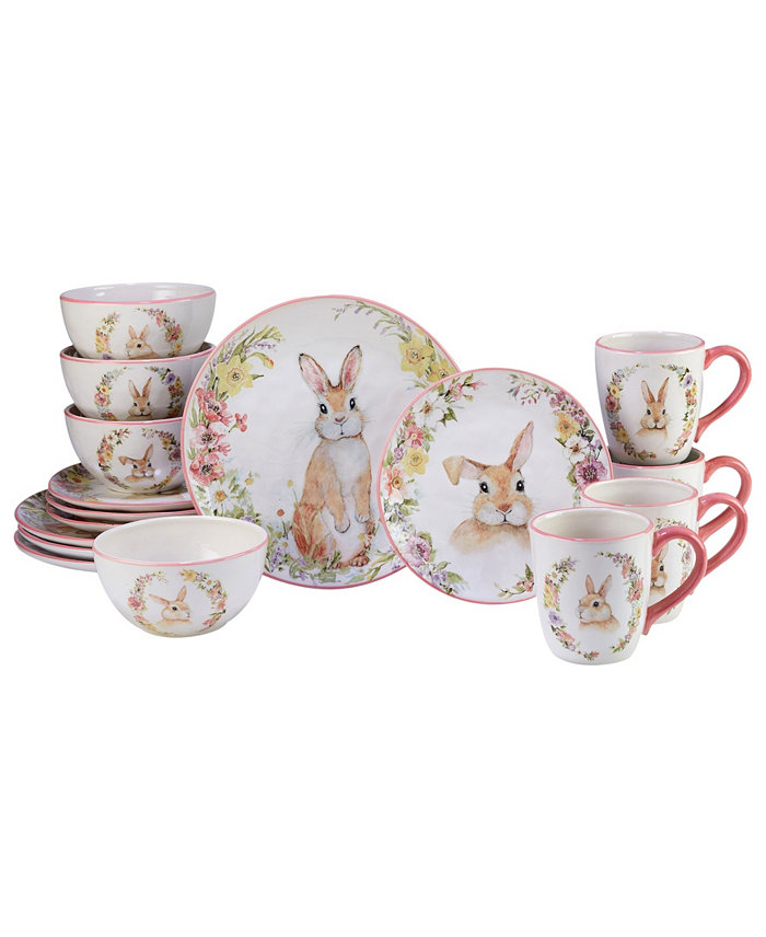 Certified International Easter Garden Dinnerware Set 16 Pieces