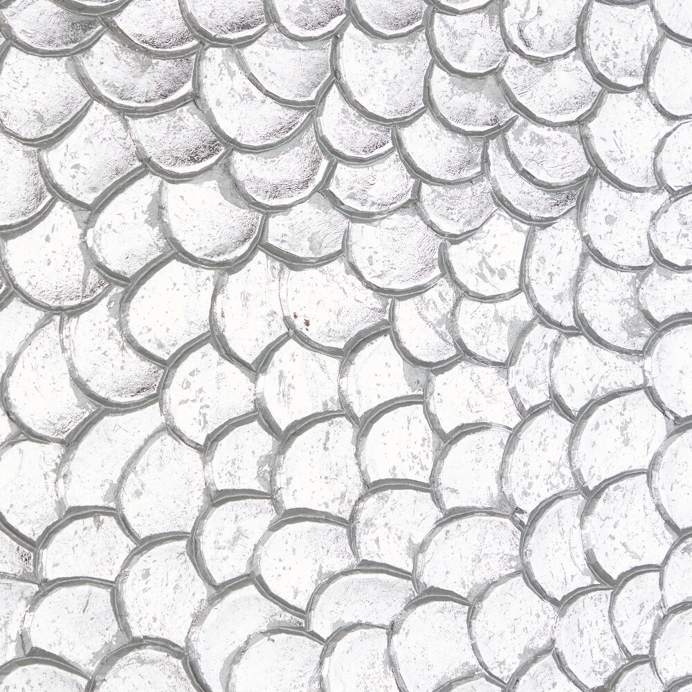 Gold or Silver Wood Carved Scales Abstract Wall Decor with Hammered Inspired Design