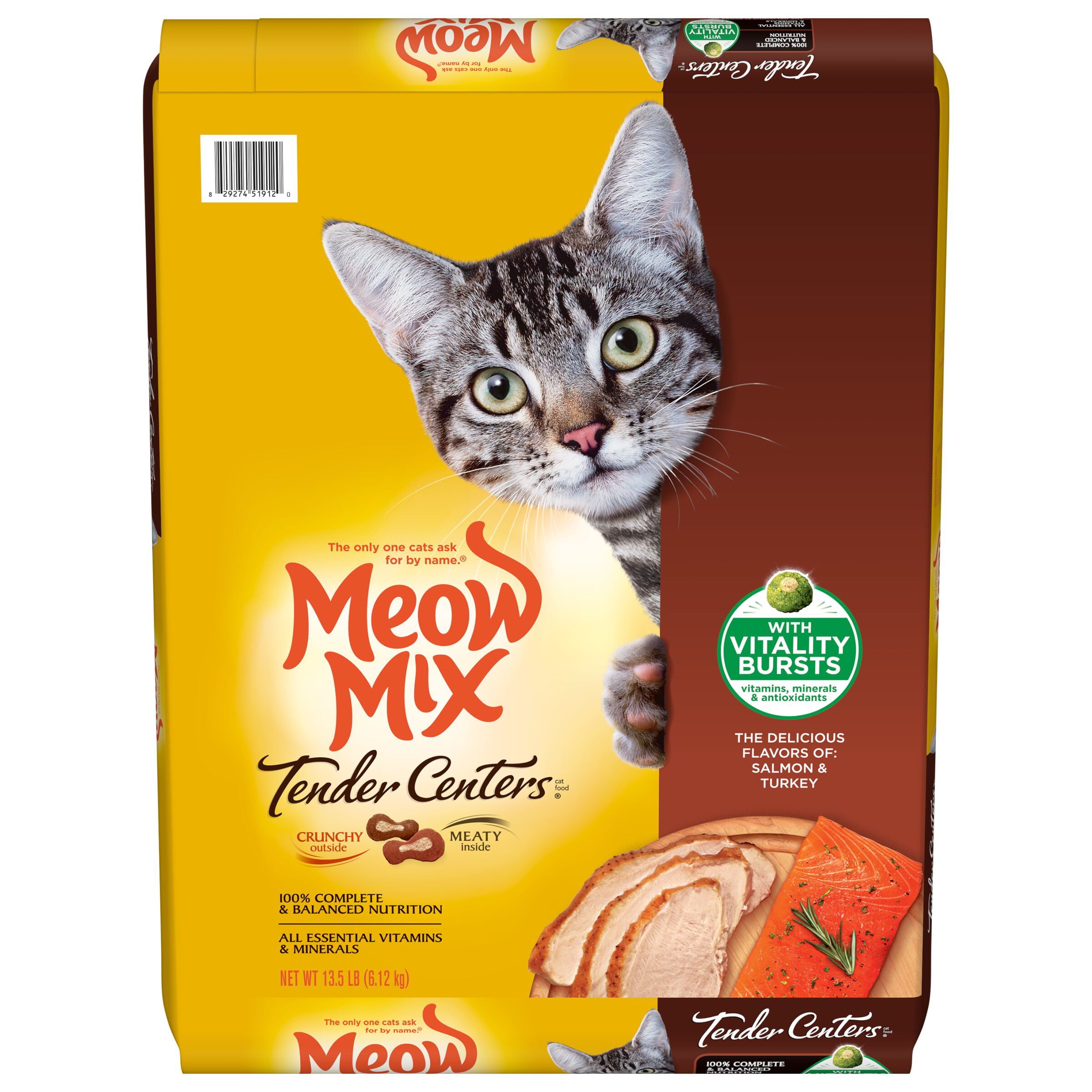 Meow Mix Tender Centers Salmon & Turkey Dry Cat Food, 13.5 Pounds