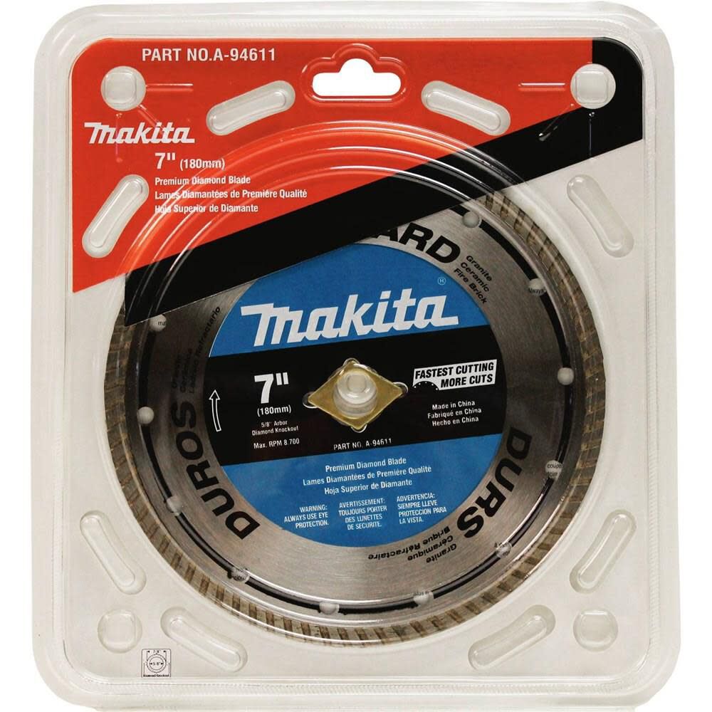 Makita 7 in. Turbo Rim Hard Material Diamond Blade A-94611 from Makita