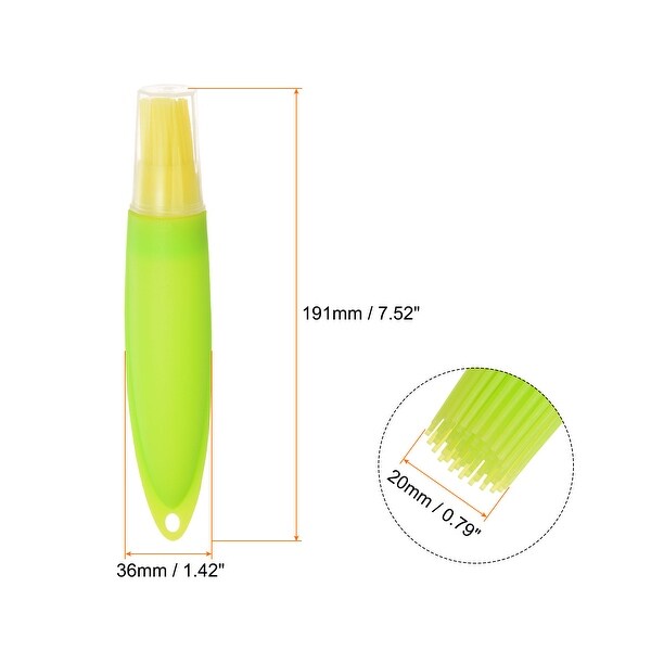 2pcs Silicone Oil Bottle Brush Tip Tail with Cap for BBQ Baking， Yellow+Green