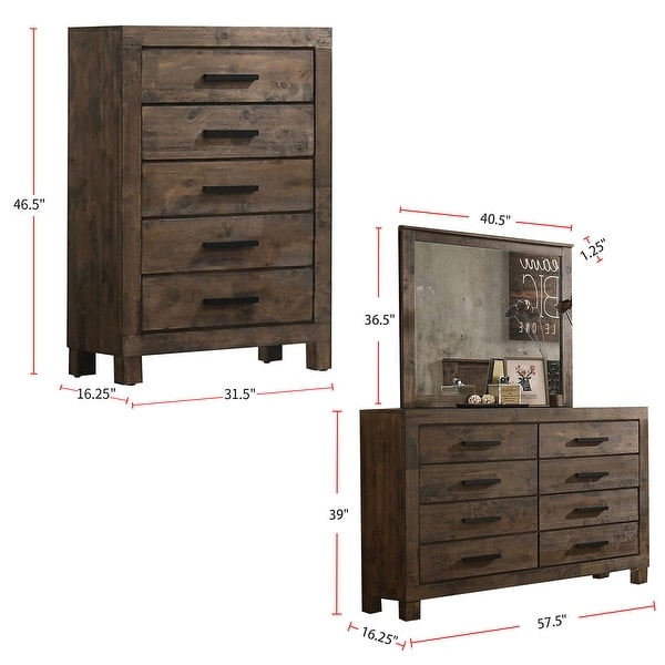 Wooden Storage California King Platform Bedroom Set in Rustic Golden Brown - - 36135787