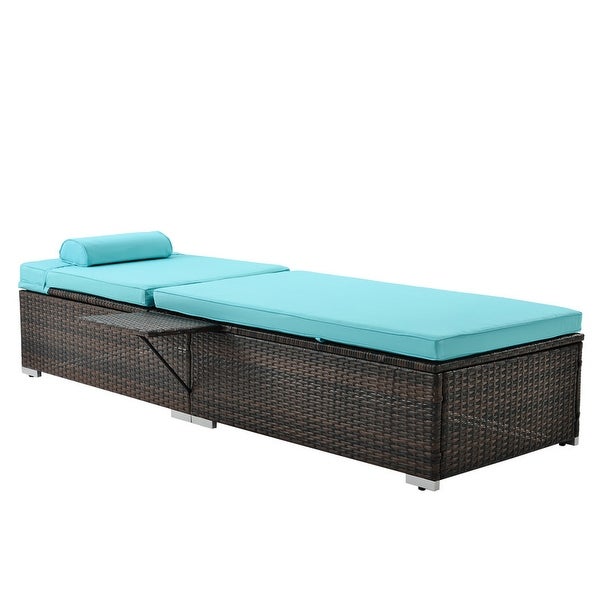 2-Piece Rattan Wicker Patio Chaise Lounge Set with 5 Backrest Angles