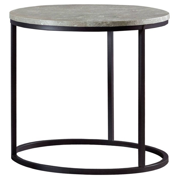 Lainey Round End Table With Faux Marble Top Gray black Coaster