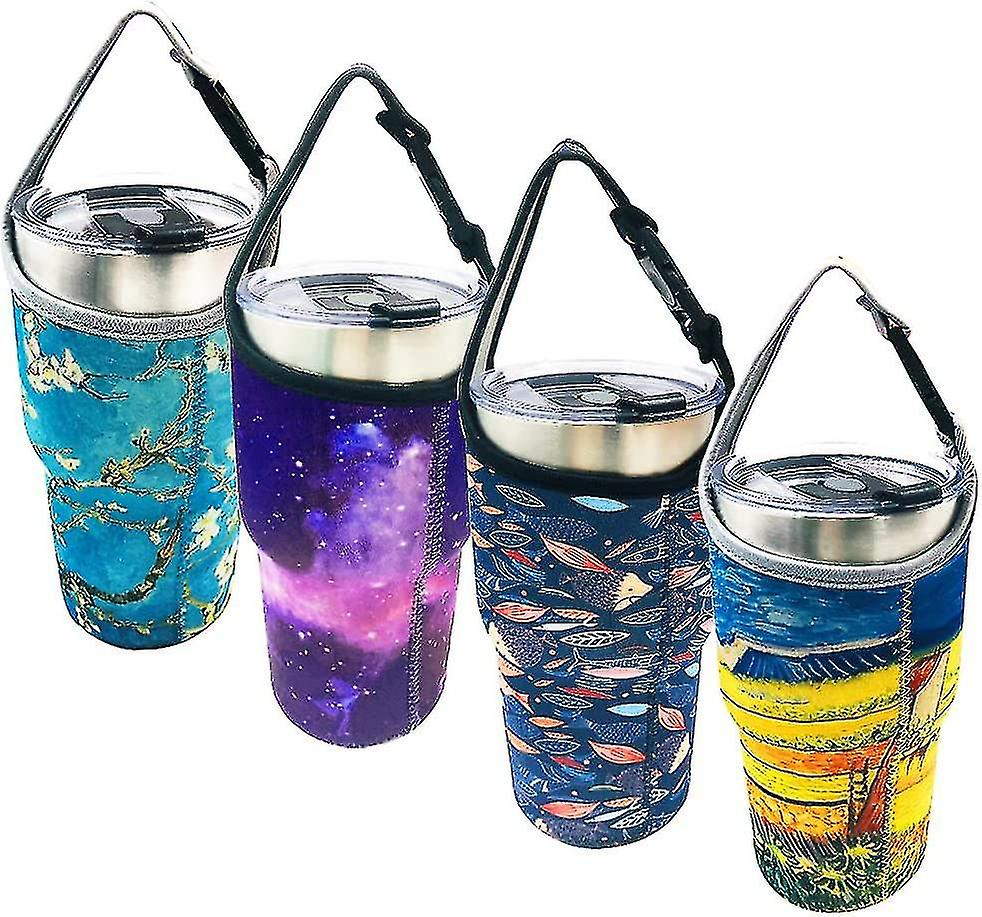 4 Pcs Tumbler Carrier Holder Pouch With Carrying Handle For All 30oz Insulated Coffee Mugs