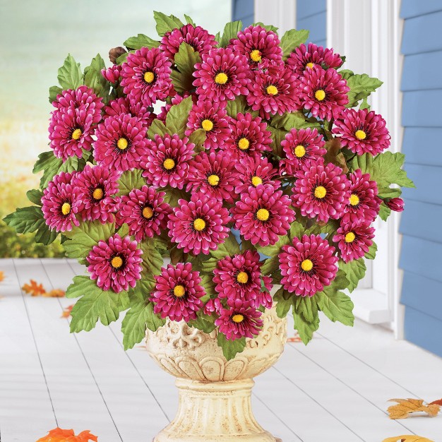 Collections Etc Small Chrysanthemum Bush Set 3