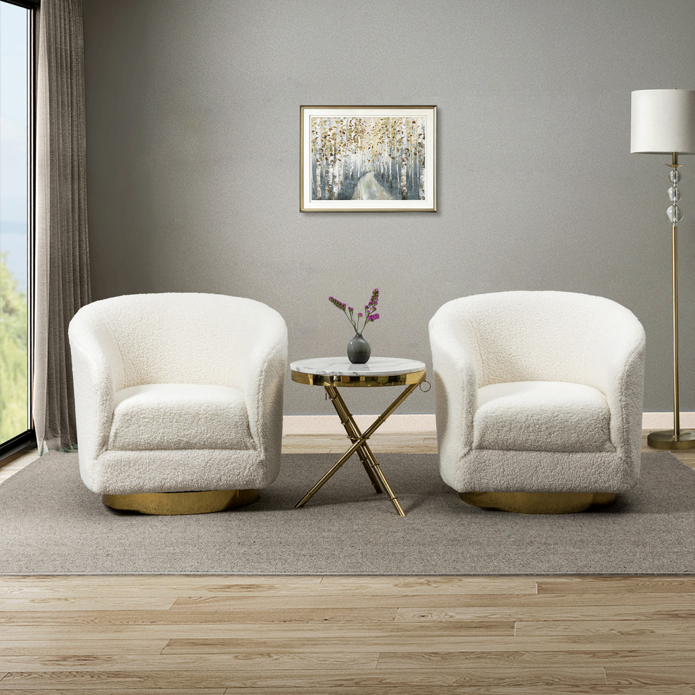 Swivel Barrel Chair  Set of 2   Contemporary   Armchairs And Accent Chairs   by Karat Home  Houzz