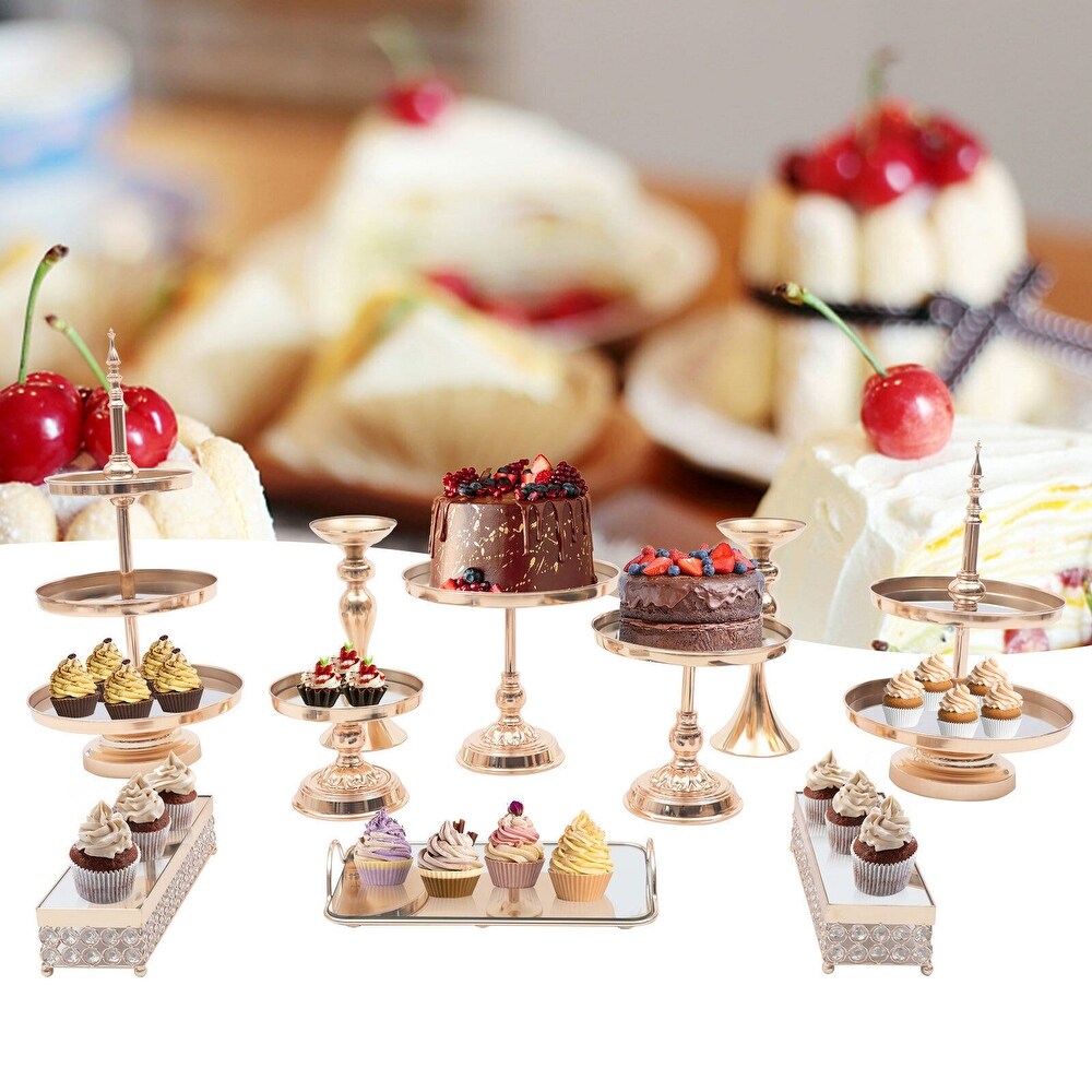 10Pcs Detachable Crystal Metal Cake Holder Wedding Dessert Stand