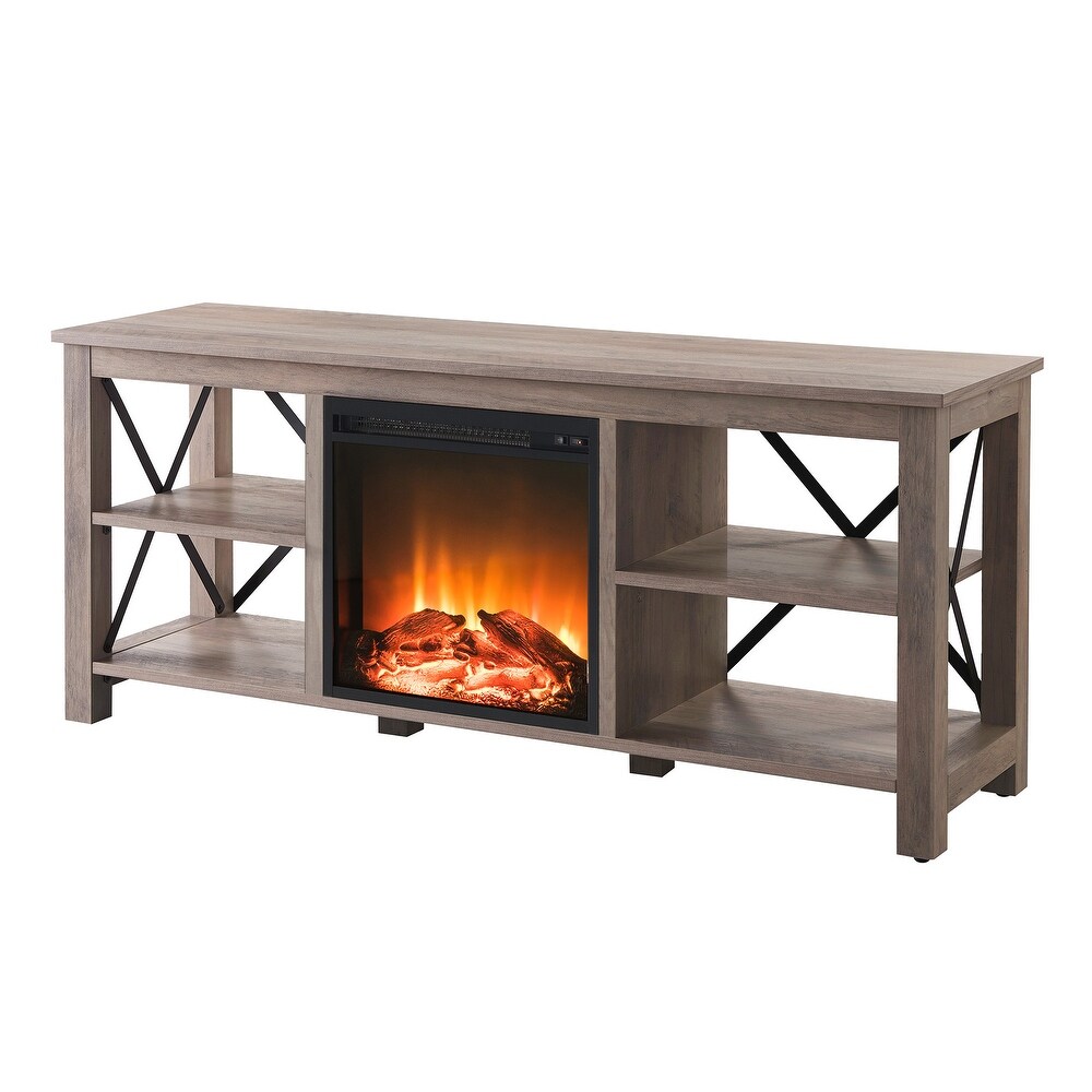 Sawyer TV Stand with Log Fireplace Insert