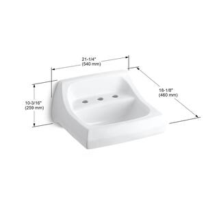 KOHLER Soho Wall-Mount Vitreous China Bathroom Sink in White with Overflow Drain K-2084-0