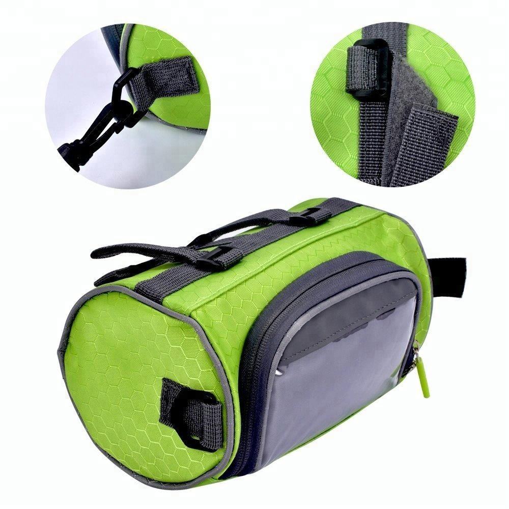 Multifunction Cycling Cylindrical Portable Waterproof Bicycle Bike Front Handlebar Bag with Transparent Pouch