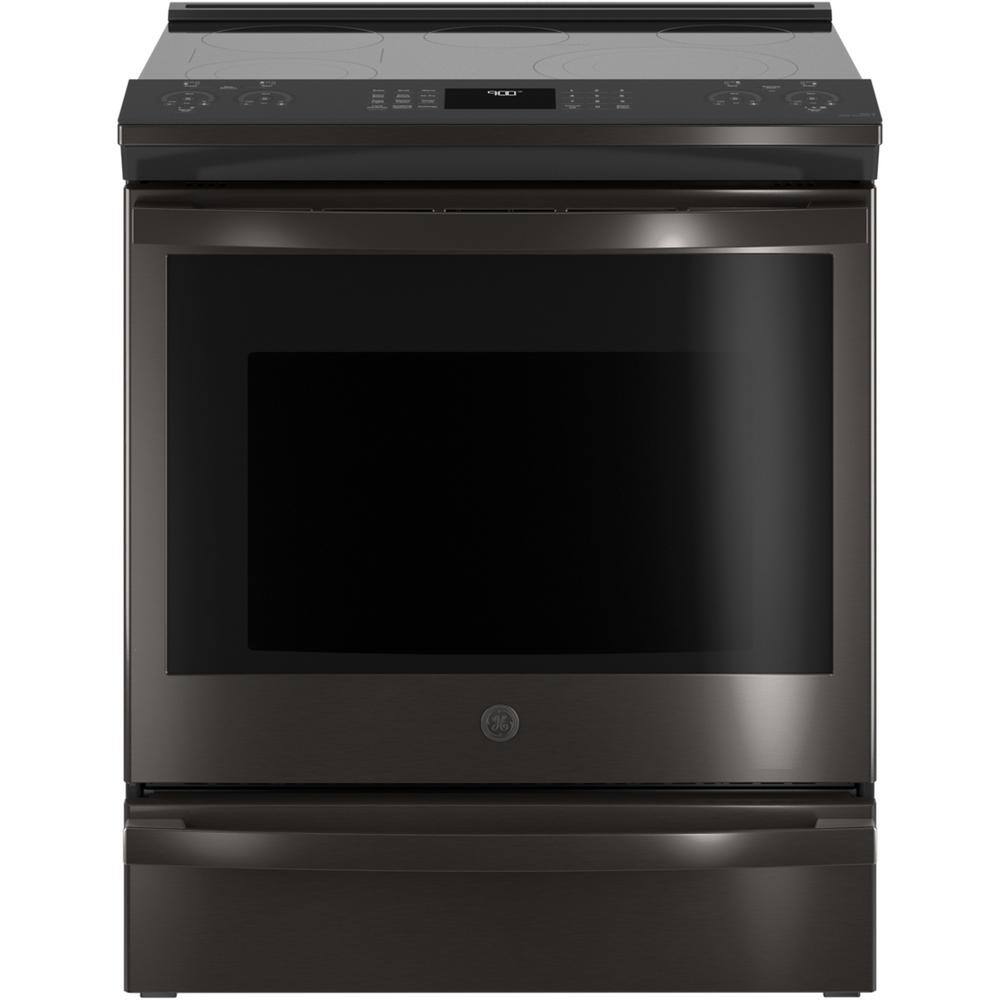 GE Profile 30 in. 5.3 cu. ft. Slide-In Electric Range in Black Stainless with True Convection Air Fry Cooking PSS93BPTS