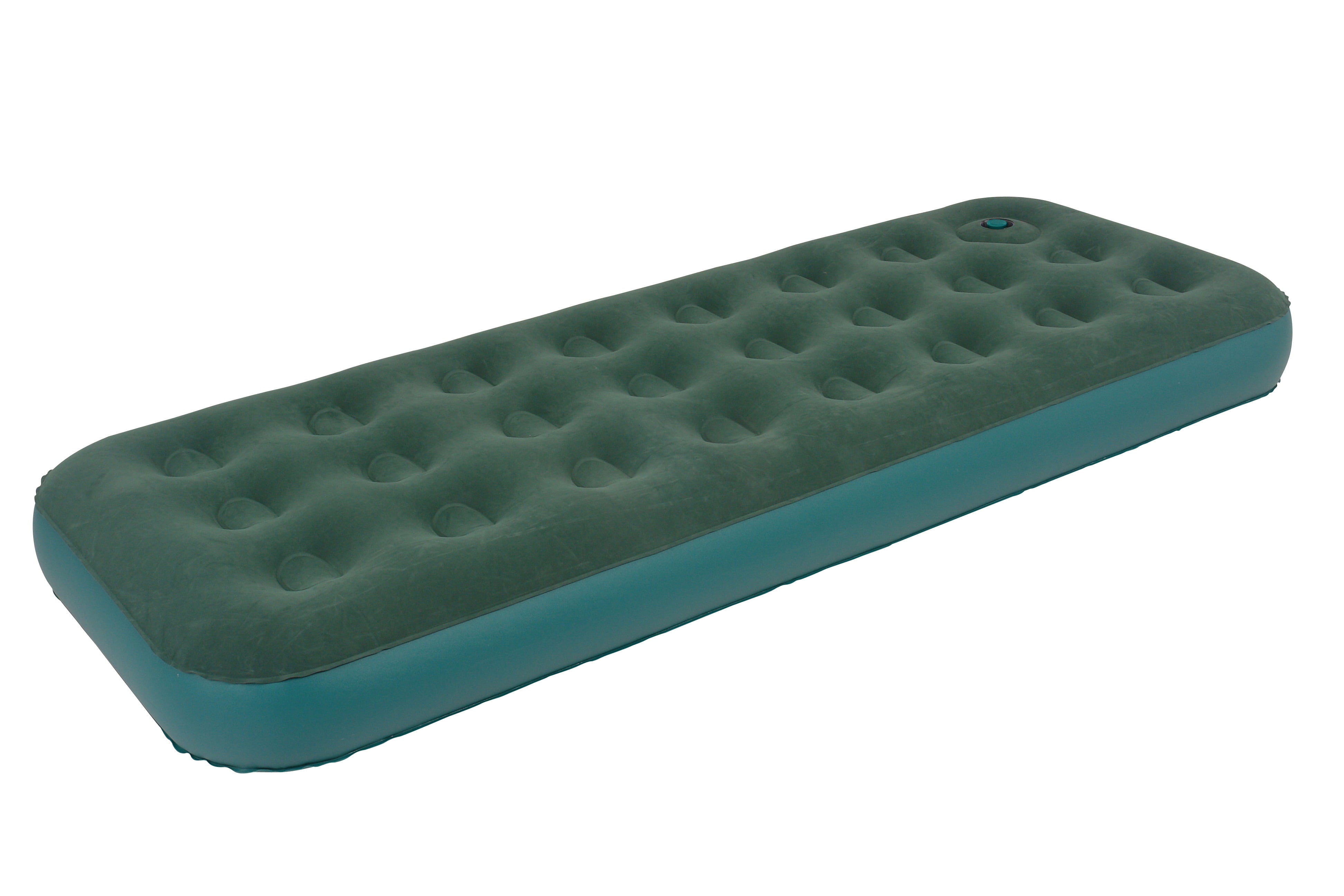 6.25' Twin Green Flocked Air Mattress with Built-In Foot Pump