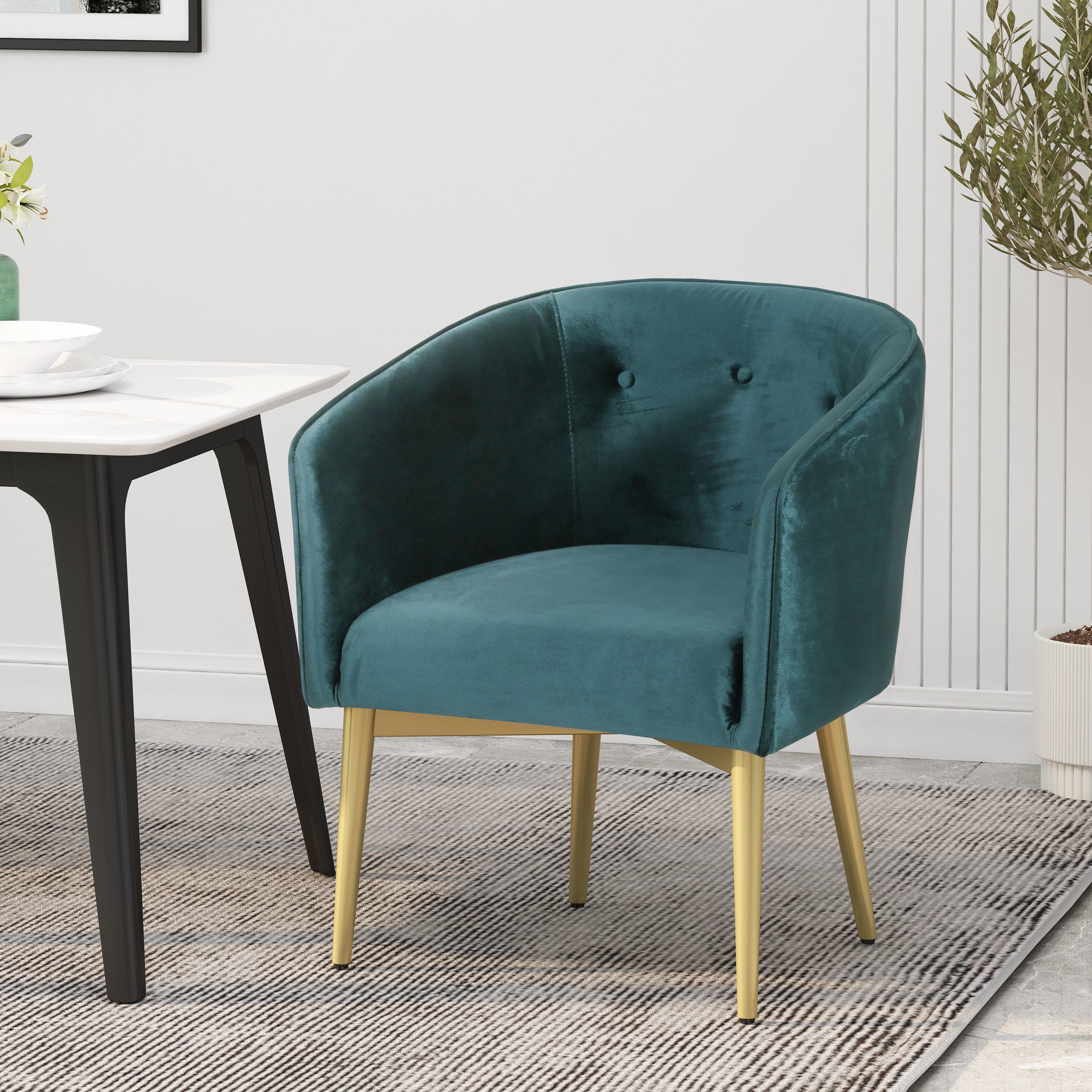 Malinta Modern Glam Tufted Velvet Dining Chair