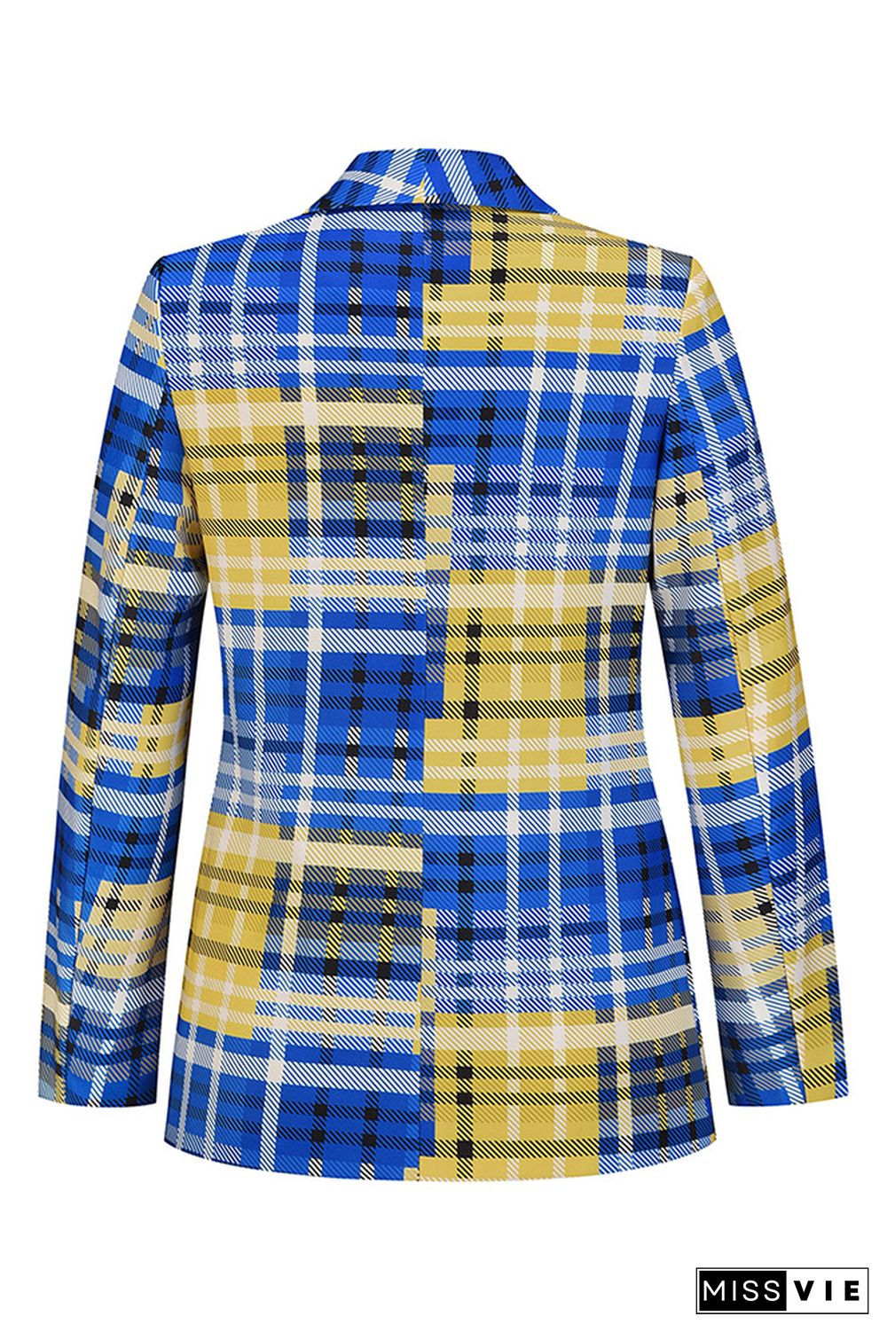 Multicolor Plaid Open Button Blazer Jackets