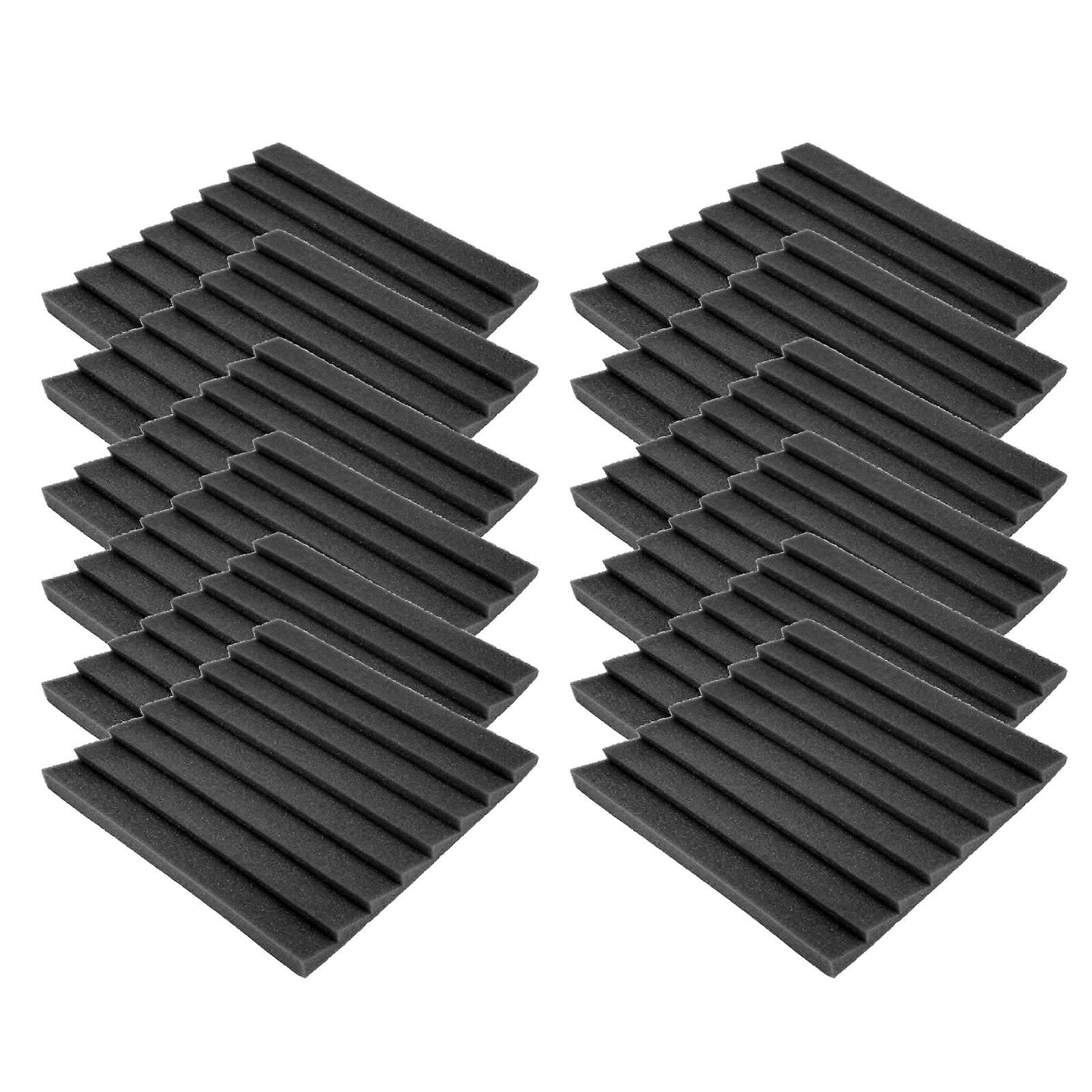 12pcs Soundabsorption Panels 8 Grooves Triangle Acoustic Foam Sound Proof Material(black )