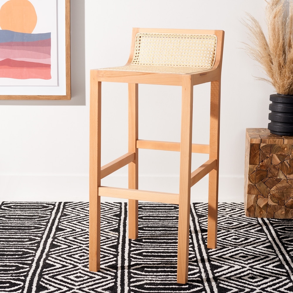 SAFAVIEH Saito Low Back Cane Bar Stool   16\