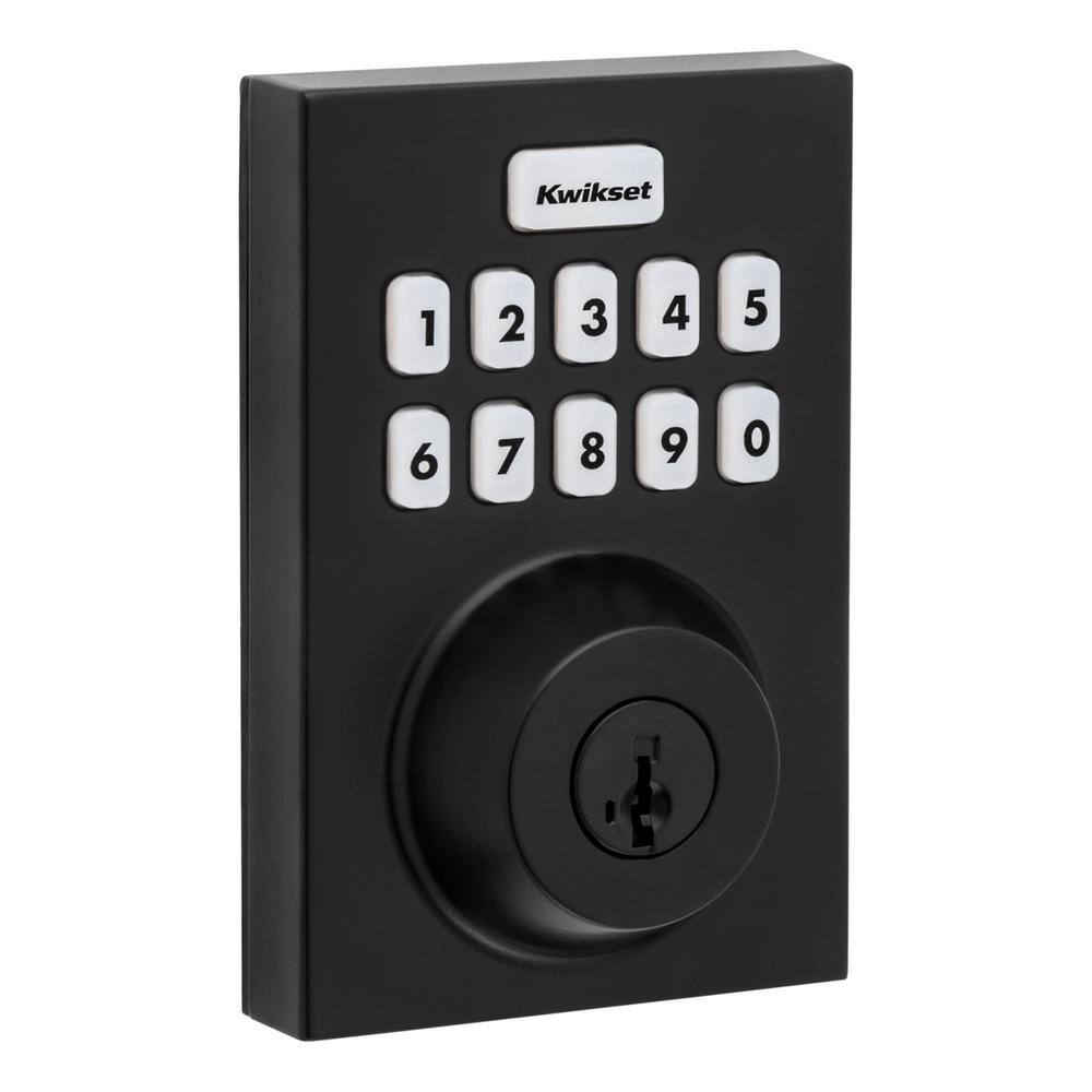 Kwikset Home Connect 620 Keypad 869 Contemporary Matte Black Connected Smart Lock Deadbolt with Z-Wave-700 Feat SmartKey 869HC620CNZ7514