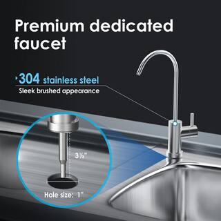 Waterdrop 10UB 8000 Gal. Under-Sink Water Filter System NSFANSI 42 Certified with Dedicated Brushed Nickel Faucet B-WD-10UB