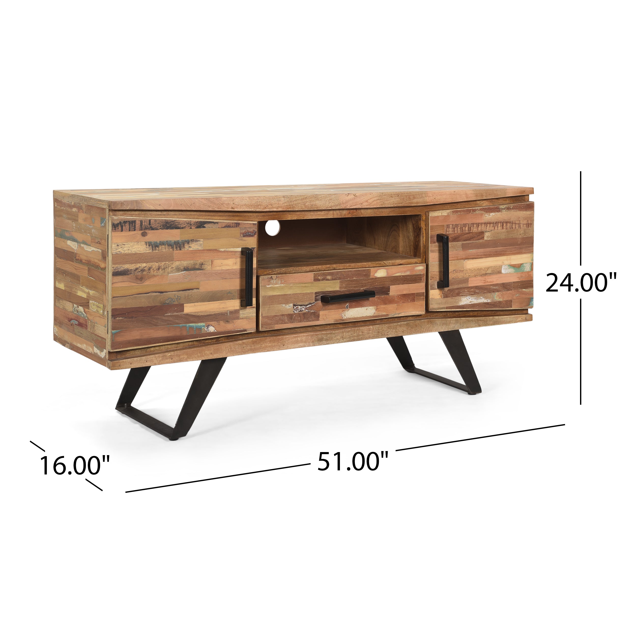 Alithea Handcrafted Boho Reclaimed Wood TV Stand