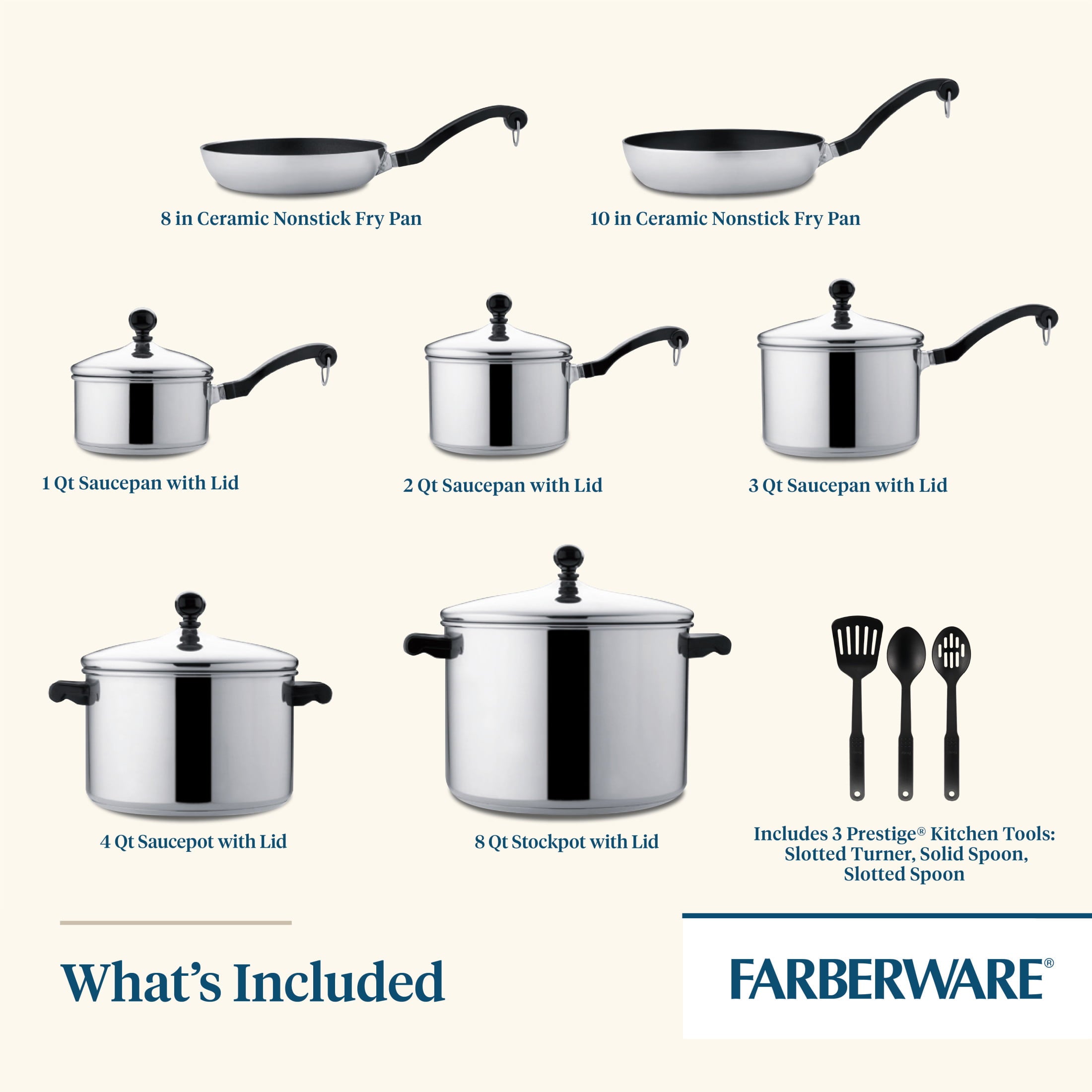 Farberware Classic Stainless Steel Cookware 15-Piece Set