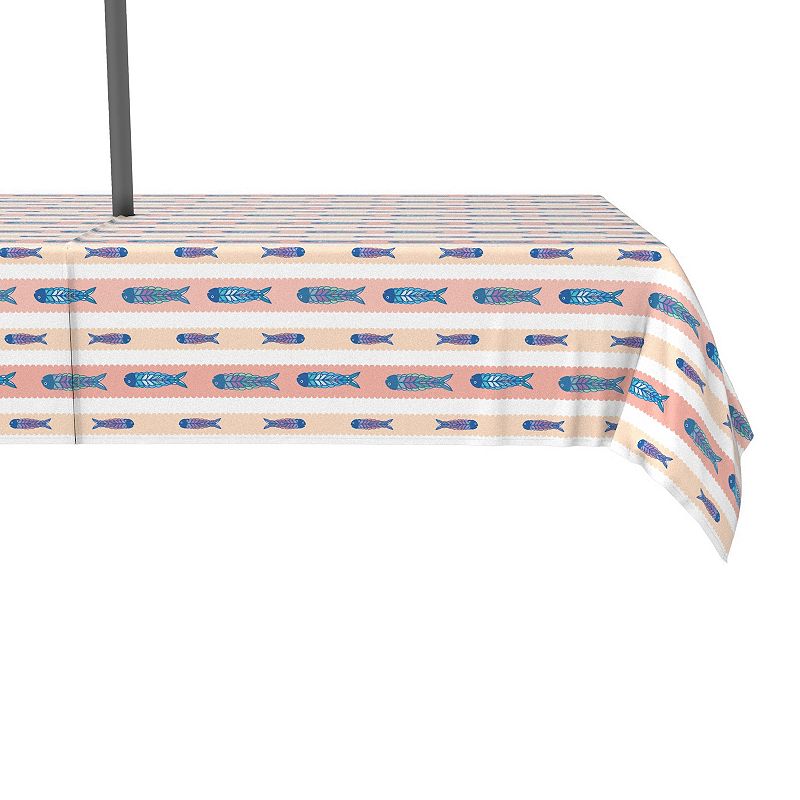 Water Repellent， Outdoor， 100% Polyester， 60x120， Fish in Scalloped Stripes