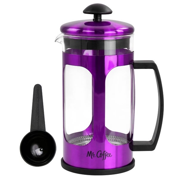 30oz Glass and Stainless Steel French Coffee Press in Purple - 30 Ounce