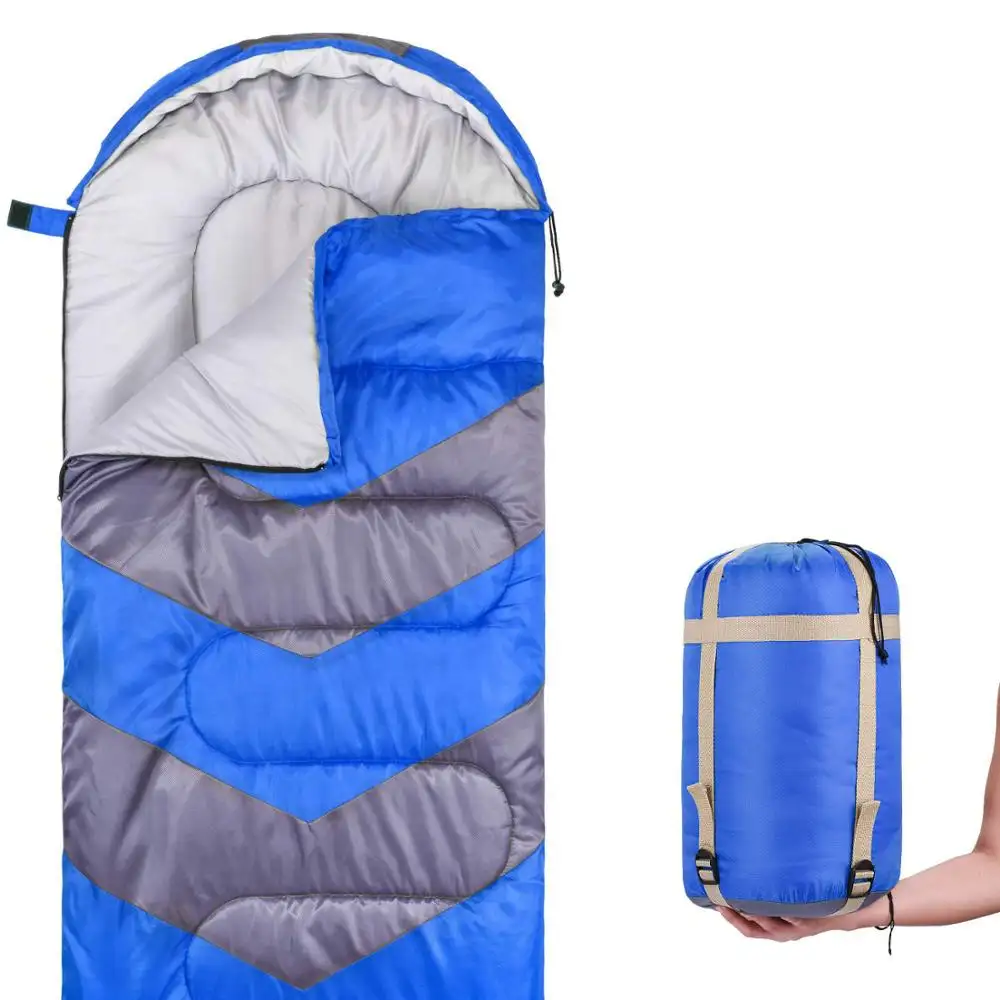 Envelope Lightweight Portable Waterproof Comfort sleeping bag with Compression Sack for 4 season travelling camping