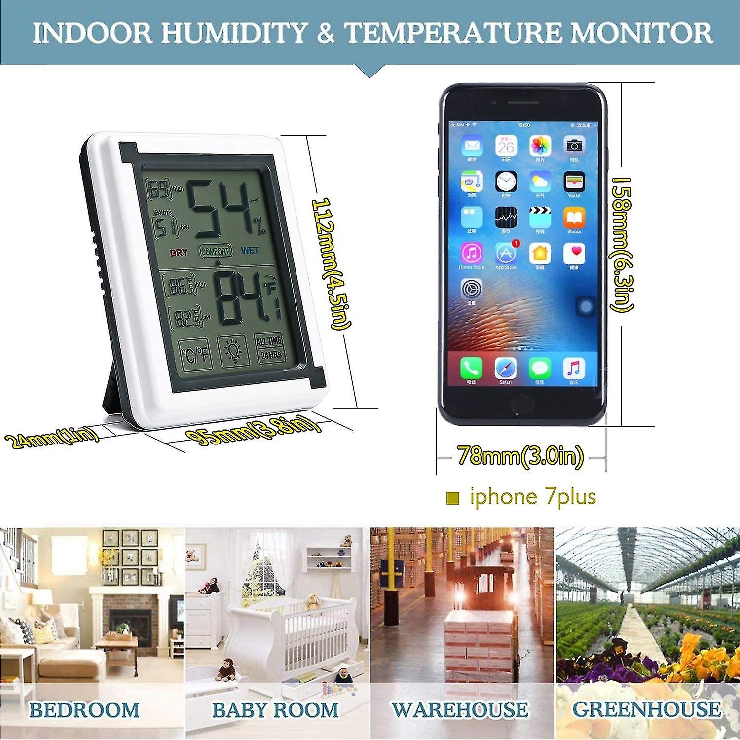 Lcd / Digital Wireless Indoor/outdoor Thermometer Clock Temperature Meter