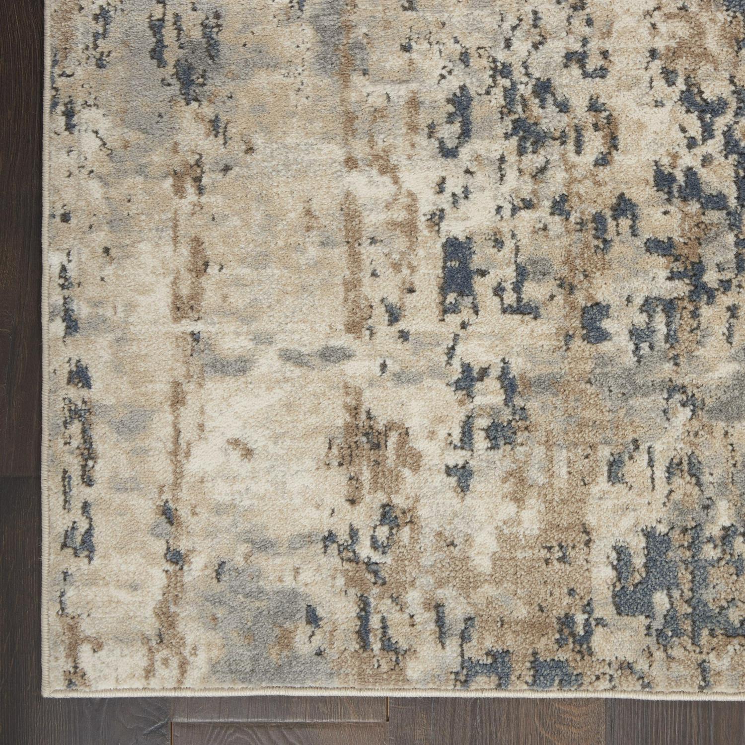 Nourison Concerto Distressed Abstract Beige/Grey 53 x 73 Area Rug， (5and#8242; x 7and#8242;)