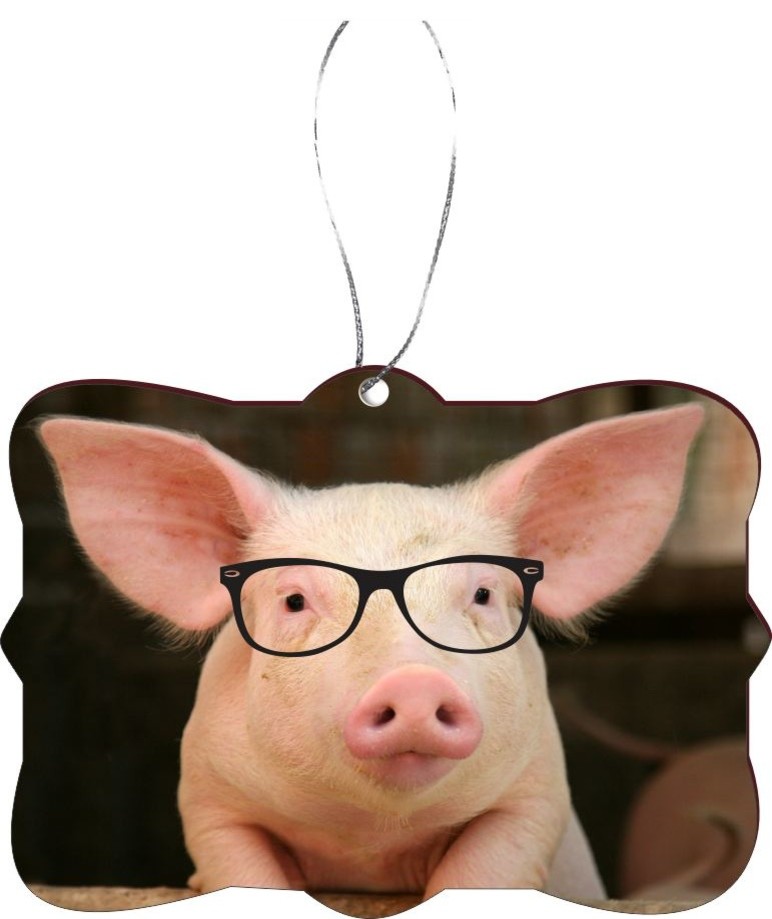 Percy the Pigster Hipster Pig in Sty Design Rectangle Christmas Tree Ornament   Farmhouse   Christmas Ornaments   by Value Gifts  Houzz