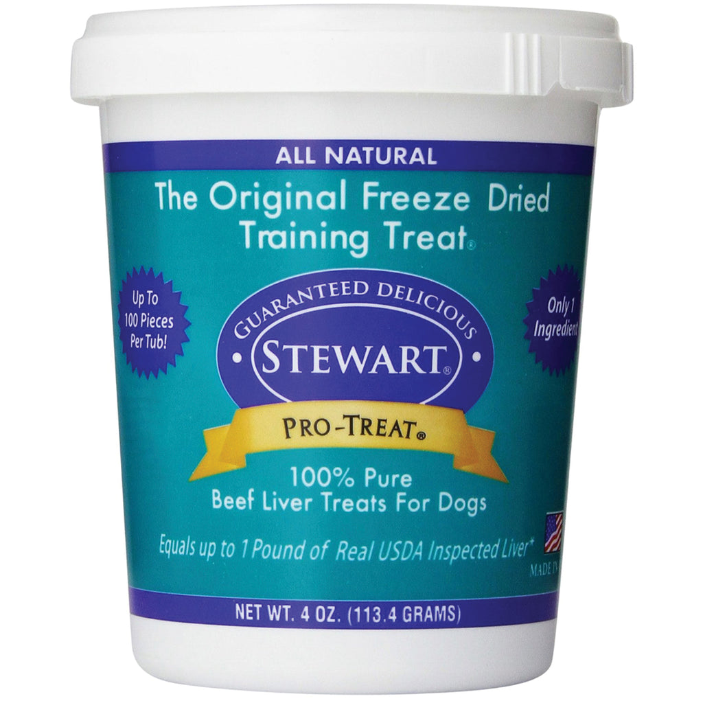 Stewart® Pro-Treat Freeze Dried Beef Liver Dog Treats， 4 oz. Tub