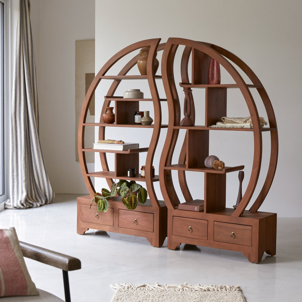 Teak Decorative Bookcase  Tikamoon Sphere Bi Ying Yang   Asian   Bookcases   by Oroa   Distinctive Furniture  Houzz