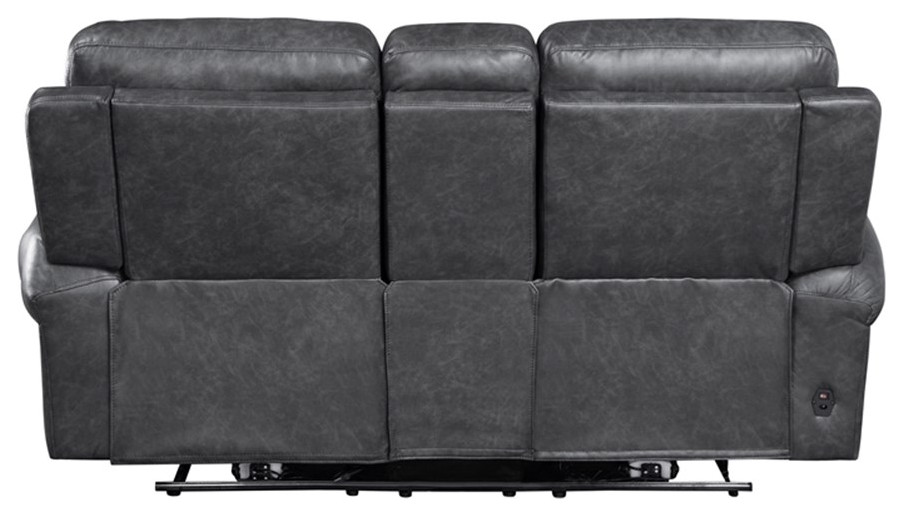 Lexicon Granville Faux Leather Power Double Reclining Love Seat in Gray   Contemporary   Loveseats   by Homesquare  Houzz