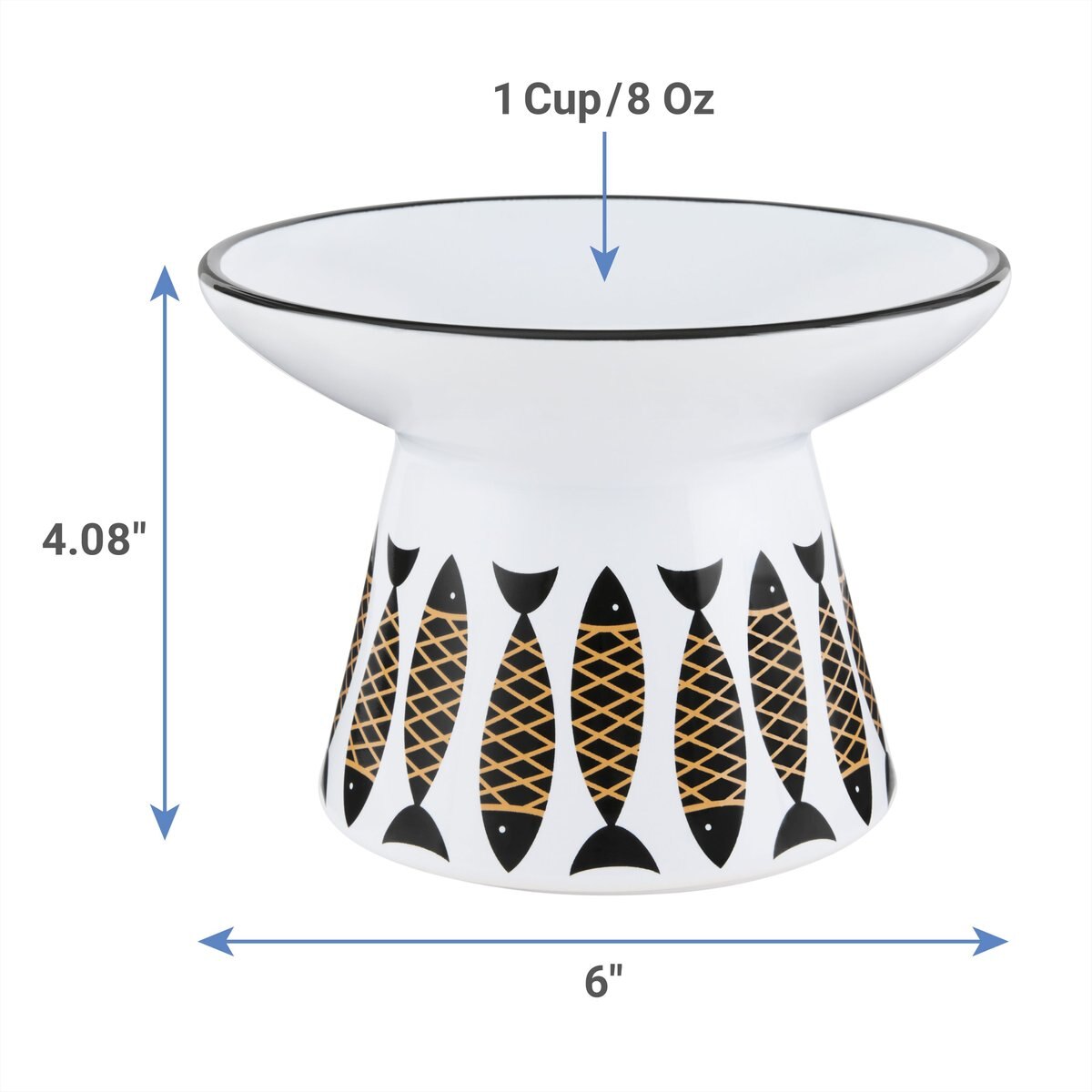 Frisco Cat Face Wide Shape Elevated Non-Skid Ceramic Cat Bowl