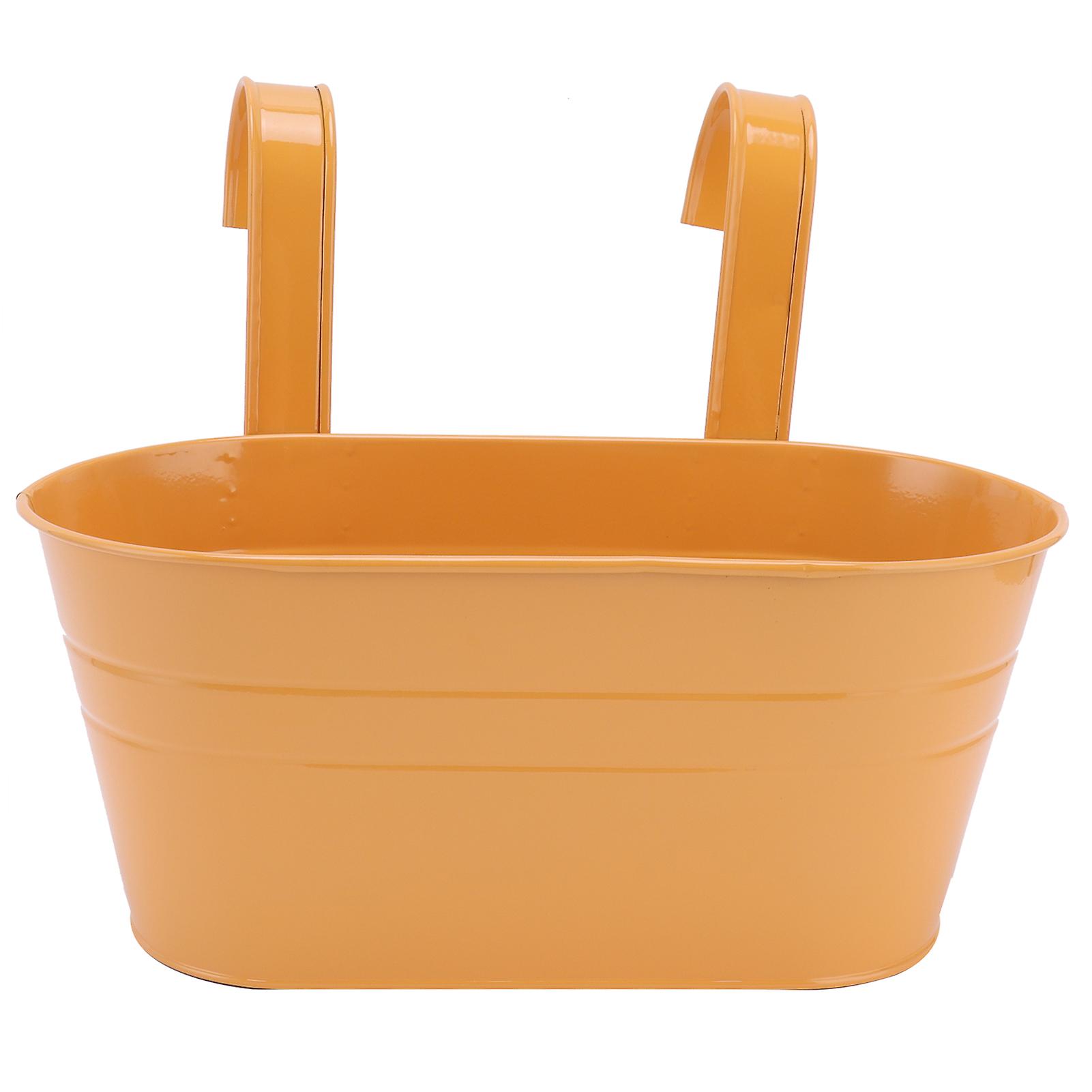 Hanging Flower Planter Iron Bucket Flower Pot Holder With Detachable Hook For Garden Decororange 21x22.5cm