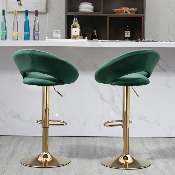 Set of 2 Elegant Velvet Adjustable Modern Dining Chairs， Swivel Bar Stools