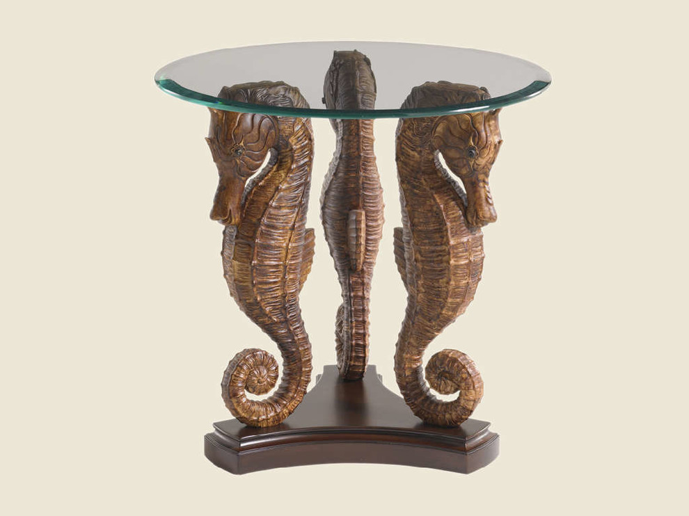 Tommy Bahama Sea Horse Lamp Table  Rich Tobacco Finish   Beach Style   Side Tables And End Tables   by Emma Mason  Houzz