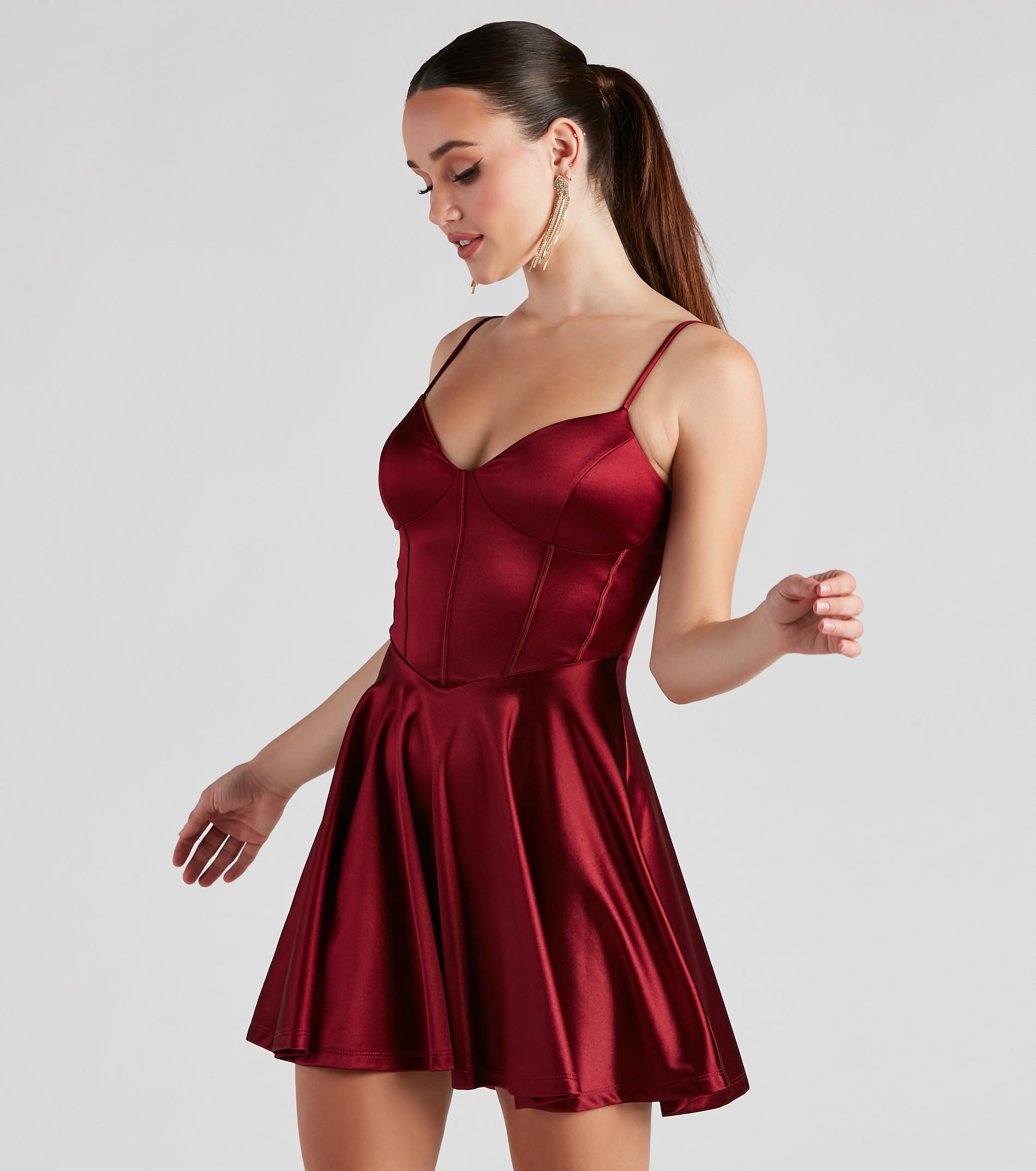 Flirty Feels Satin Skater Dress