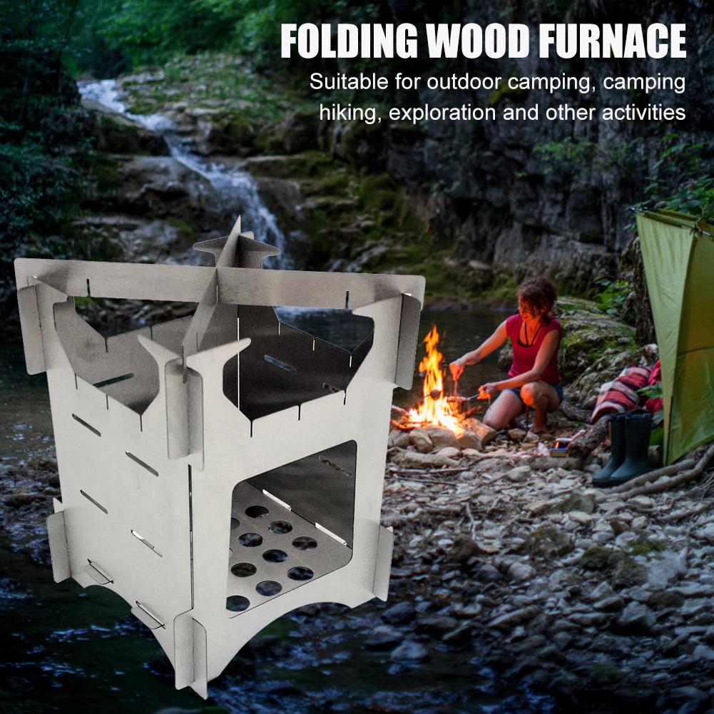 Outdoor Camping Stainless Steel Folding Wood Stove Portable Picnic Stove