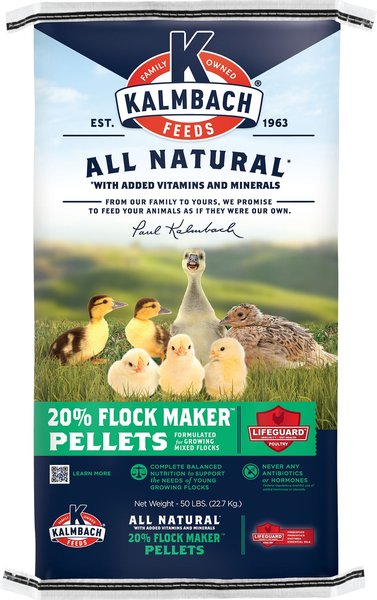 Kalmbach Feeds All Natural 20% Flock Maker Pellets Poultry Feed， 50-lb bag