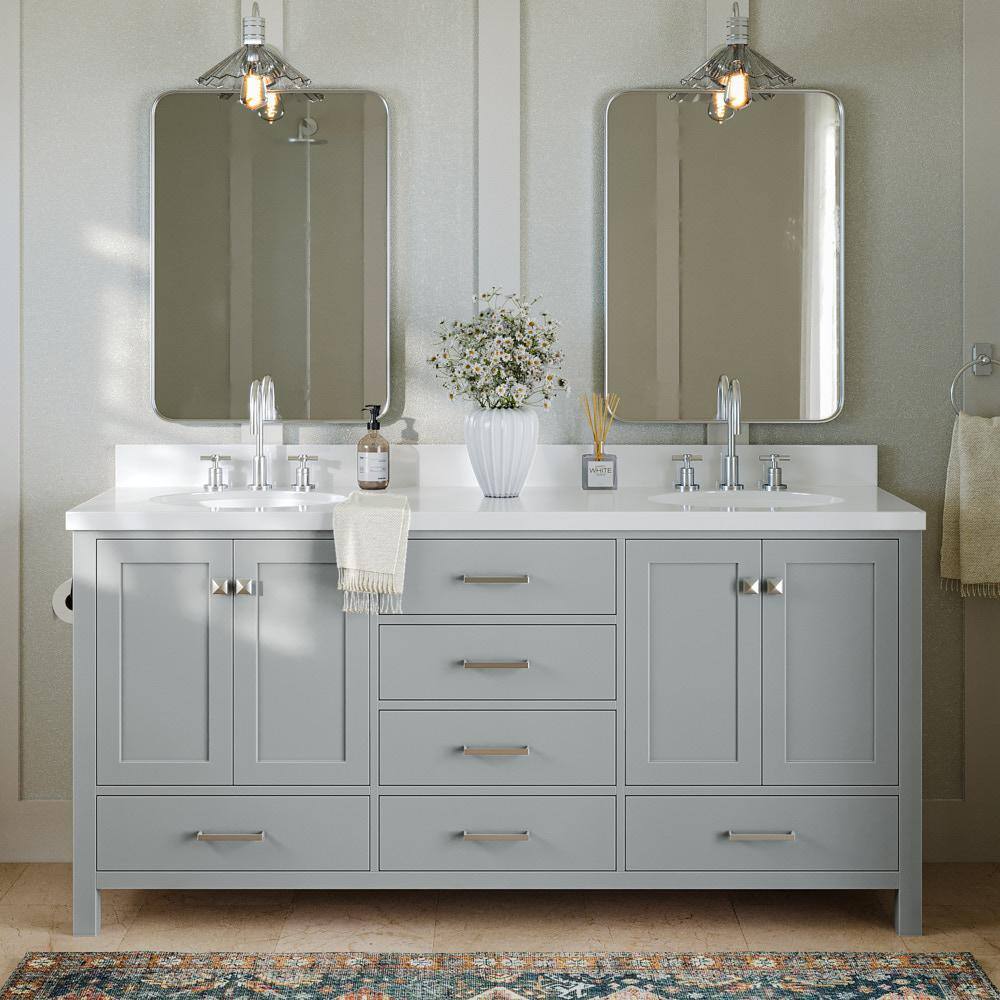 ARIEL Cambridge 72 in. W Vanity Cabinet Only in Grey A073D-BC-GRY