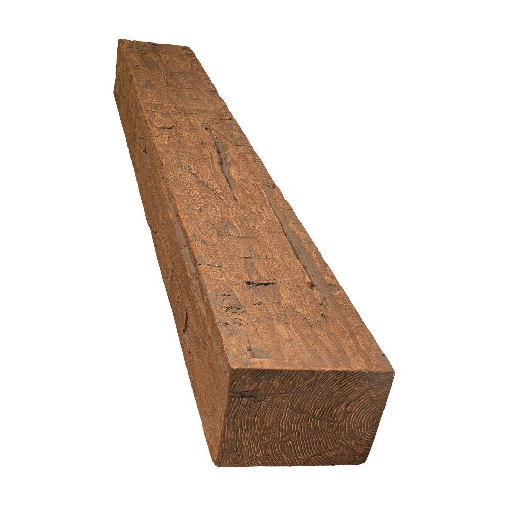 American Pro Decor 6 in. x 8 in. x 4 ft. Pecan Hand Hewn Faux Wood Cap-Shelf Mantel 5APD10929