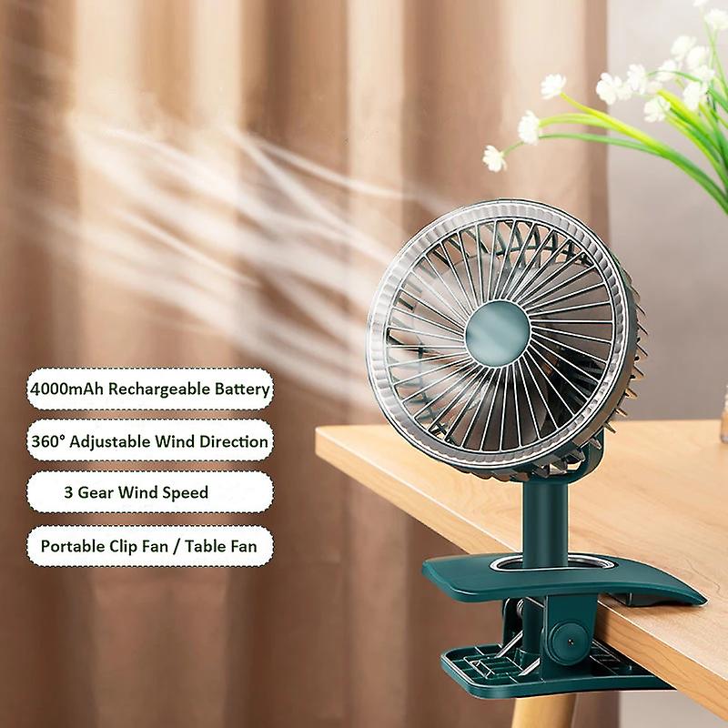 Usb Rechargeable Air Cooler Clip Fan Portable Stroller Fans 3 Speeds Adjustable 360 Rotation Home Desk Air Cooling Electric Fan