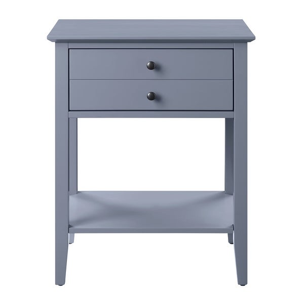 Rectangular Wooden Side Table with 1 Drawer and 1 Bottom Shelf， Gray - 28 H x 16 W x 22 L Inches