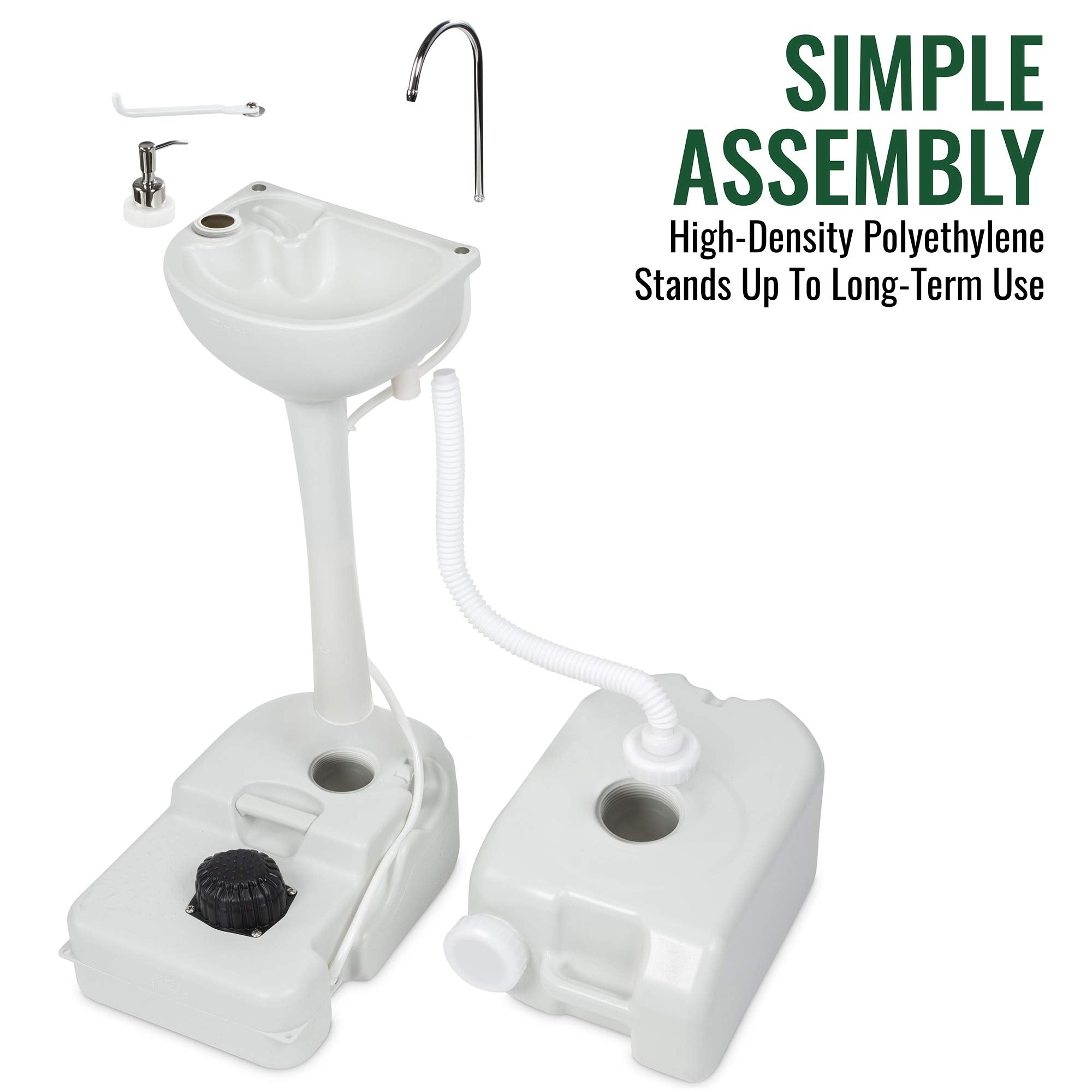 Hike Crew Portable Sink 19.25"x12.9"x33", Outdoor Sink & Hand Washing Station, 19L Water Tank, White